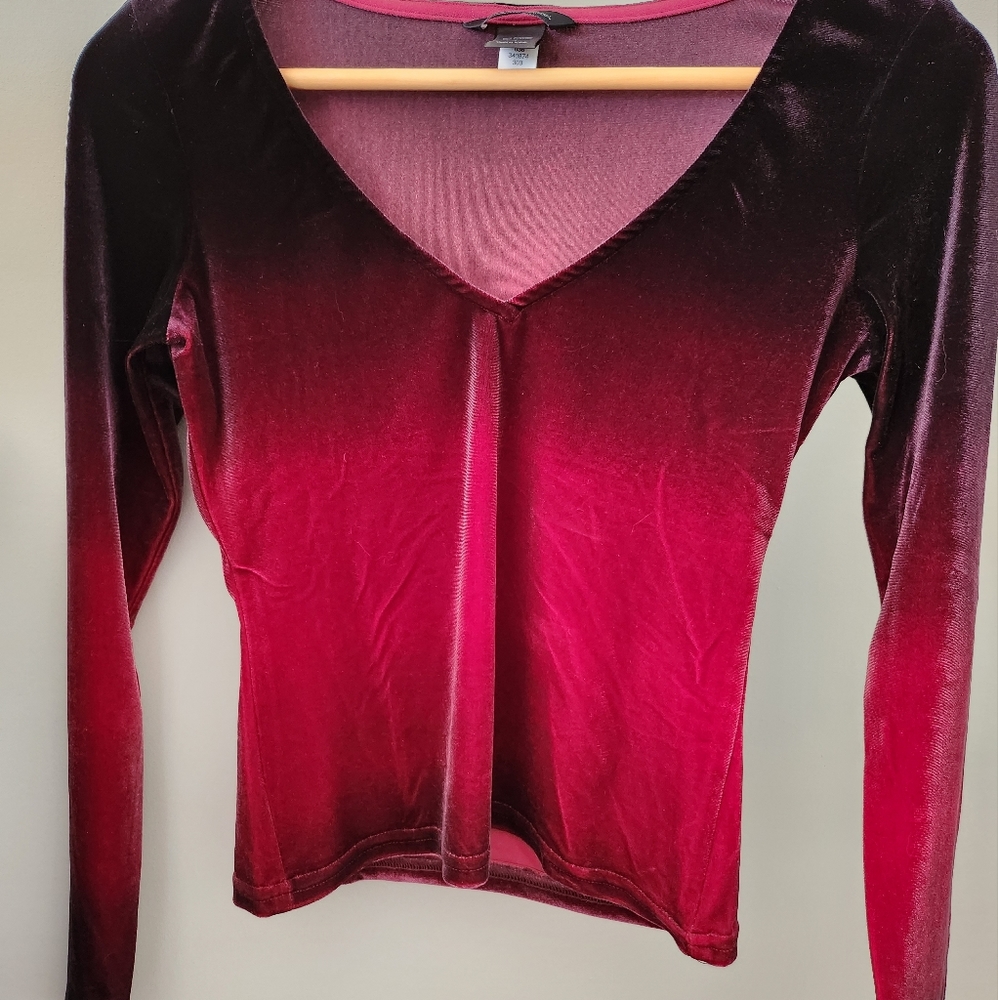 Victoria's Secret Moda Intl Ombre Top Black/Red Sz Small